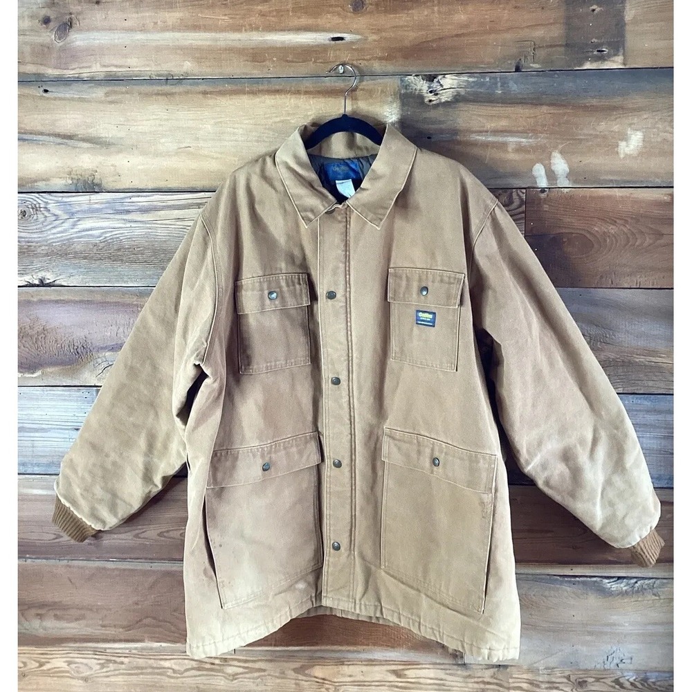 Vintage Osh Gosh Chore Coat Size XLT Barn Work Jacket Faded Tan USA